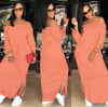 women off shoulder slash neck split side slim long maxi dress vestidos CX009