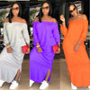 women off shoulder slash neck split side slim long maxi dress vestidos CX009