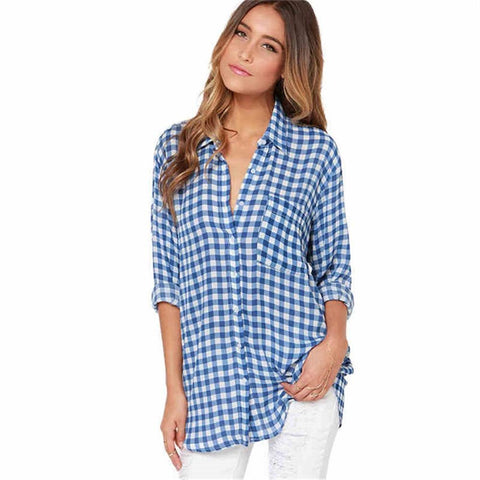 women plaid blouse 2022 autumn new casual women shirt long sleeve turn-down collar Loose long ladies casual shirt camisa feminin