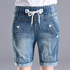 women's big size denim micro shorts for casual straight beach short jeans feminino elastic waist plus size denim short pants