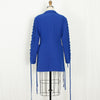 women's clothing drawstring deisn blue single breasted jackets 2022 autumn strings bandage coat streetwear tops blazer women