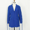 women's clothing drawstring deisn blue single breasted jackets 2022 autumn strings bandage coat streetwear tops blazer women