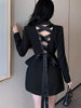 women's coat 2023 AUTUMN Blazer Jacket Long Sleeve Ladies Black blazer dress Women Backless Bandage Bow Slim Outwear veste femme