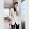 women's french graceful tweed blazer korean spring autumn office lady graceful V-Neck double button suit coat slim coats female