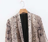 women vintage snake skin print roll up sleeve blazer outwear suit jacket office lady streetwear autumn business coat tops CT160