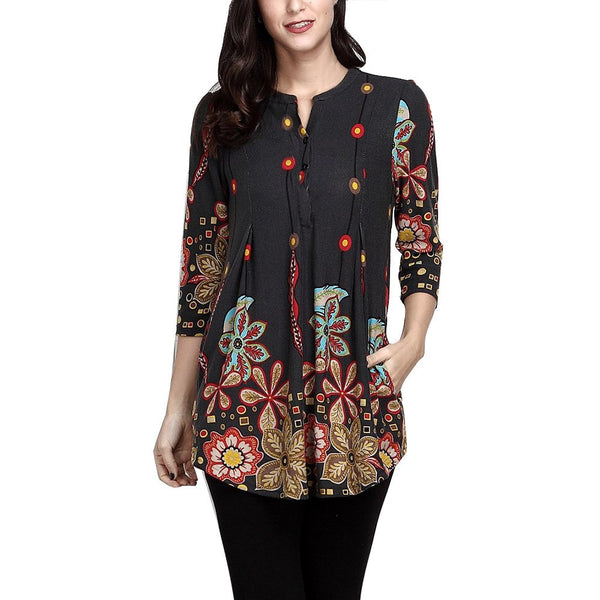 womens tops and blouses 2022 Women Ladies Three Quarter Sleeve Printing Casual Tops Shirt Loose Top Blouse women's clothing