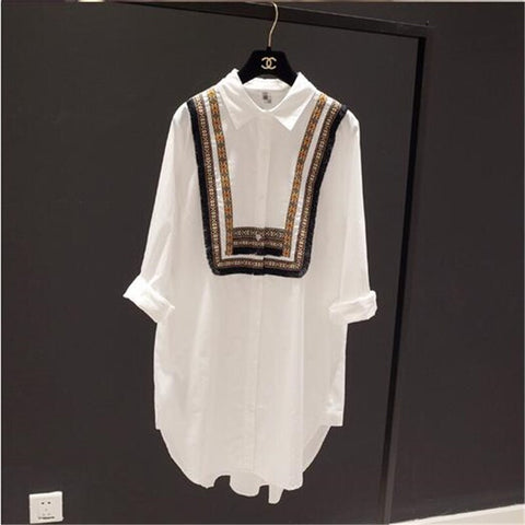womens tops and blouses Embroidery Blouse Shirt Vintage Boho Ethnic Style Shirts Long Sleeve ladies Tops Blusas  Woman plus size