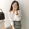 womens tops and blouses solid white chiffon blouse office shirt blusas mujer de moda 2023 long sleeve women shirts clothes