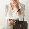 womens tops and blouses solid white chiffon blouse office shirt blusas mujer de moda 2023 long sleeve women shirts clothes