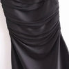 xikom 2022 Summer Elegant Women Vintage Satin Folds Black V-Neck Dress Female Slim Backless Casual long Dresses