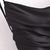 xikom 2022 Summer Elegant Women Vintage Satin Folds Black V-Neck Dress Female Slim Backless Casual long Dresses