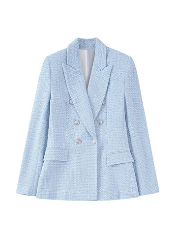 xikom Women Blazers 2023 Tweed Jacket Women Clothing Blue Office Wear Female Blazer Mujer