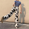 y2k Printed jeans women 2022 women's trousers black and white contrast color cow pattern drape straight-leg pants