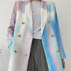 za Women 2023 Double Breasted Tie-dye Print Blazer Coat Vintage Long Sleeve Pockets Female Outerwear Chic Tops jacket